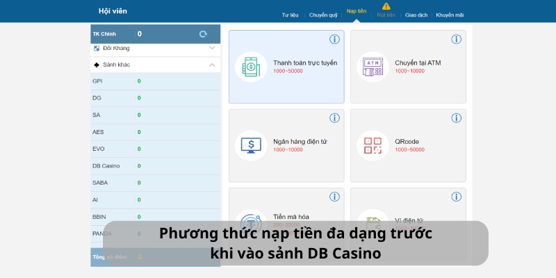 Phương thức nạp tiền phong phú để trải nghiệm giải trí đỉnh cao